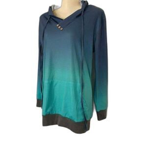NWT Twink Lady ombre hoodie S teal long sleeve